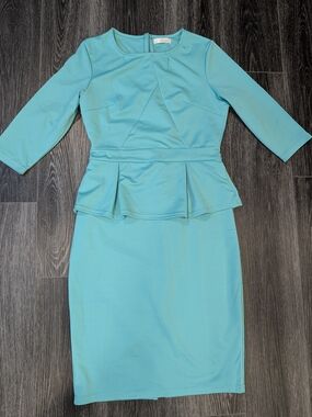 Turquoise Peplum Sheath Dress
